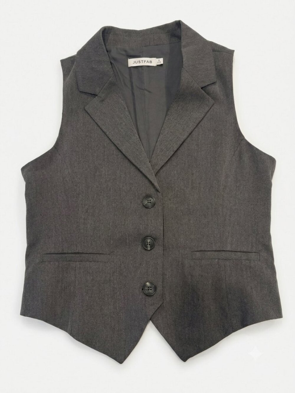 JustFab Dark Gray Tailored V-Neck Vest | Small